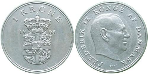1 крона 1963 Дания
