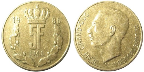 5 франков 1986 Люксембург