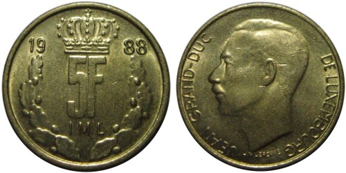 5 франков 1988 Люксембург
