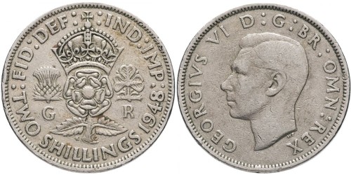 2 шиллинга 1948 Великобритания