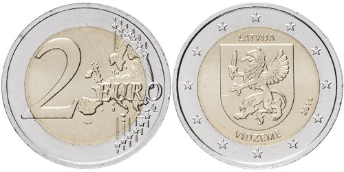 2 евро 2016 Латвии — Исторические области Латвии — Видземе