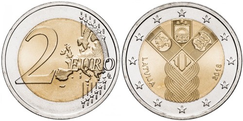 2 евро 2018 Латвии — 100 лет государствам Балтики