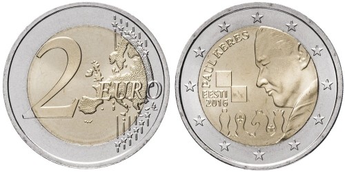 2 евро 2016 Эстония — Пауль Керес