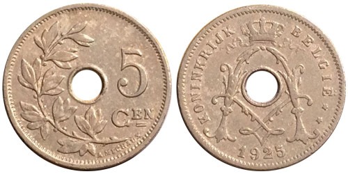 5 сантимов 1925 Бельгия (VL)