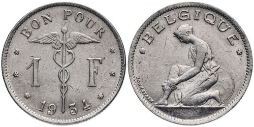 1 франк 1934 Бельгия (FR)