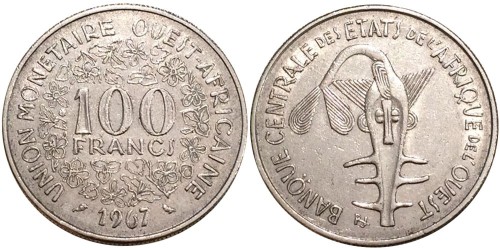 100 франков 1967 Западная Африка