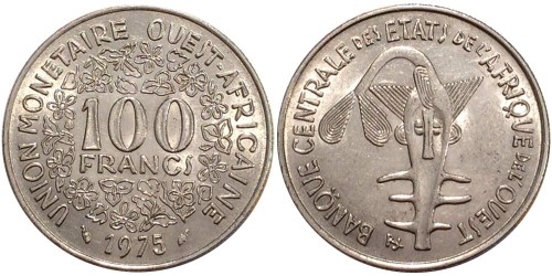 100 франков 1975 Западная Африка