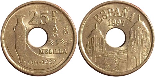 25 песет 1997 Испания — Мелилья