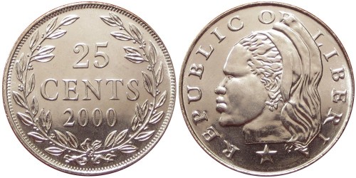 25 центов 2000 Либерия