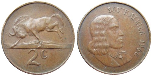 2 цента 1966 ЮАР — Надпись — SOUTH AFRICA