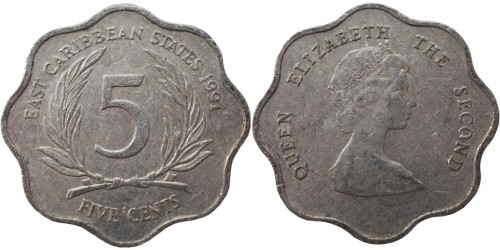 5 центов 1991 Восточные Карибы