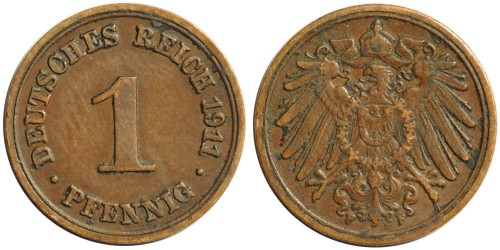 1 пфенниг 1911 «F» Германская империя