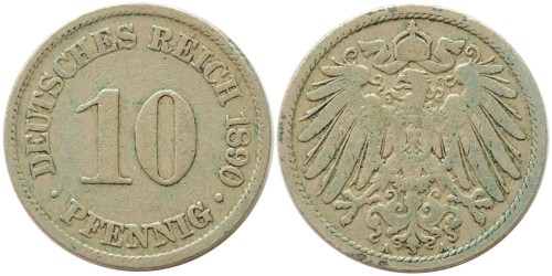 10 пфеннигов 1890 «А» Германская империя