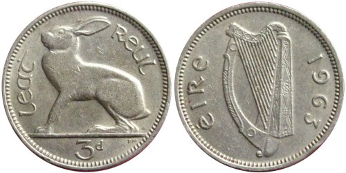 3 пенса 1963 Ирландия