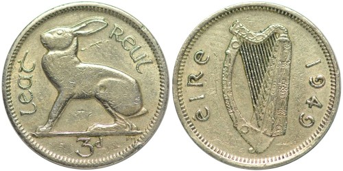 3 пенса 1949 Ирландия