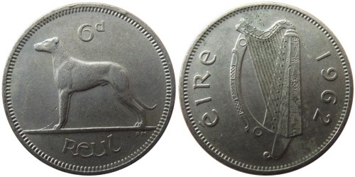 6 пенсов 1962 Ирландия