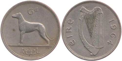 6 пенсов 1964 Ирландия