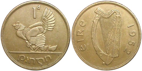 1 пенни 1952 Ирландия