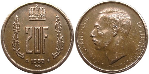 20 франков 1980 Люксембург