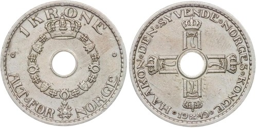 1 крона 1949 Норвегия