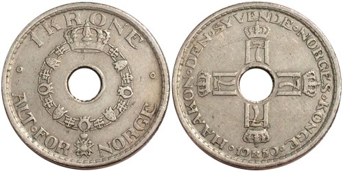 1 крона 1950 Норвегия