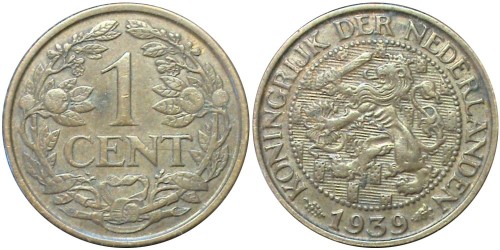1 цент 1939 Нидерланды
