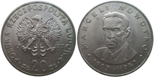 20 злотых 1975 Польша — Марсель Новотко (1893 — 1942)