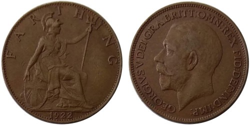 1 фартинг 1922 Великобритания