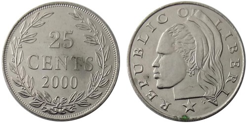 25 центов 2000 Либерия — уценка