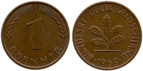 1 пфенниг 1969 «G» ФРГ