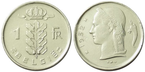 1 франк 1952 Бельгия (VL)