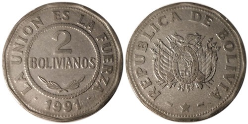 2 боливиано 1991 Боливия