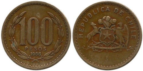 100 песо 1986 Чили