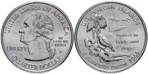 25 центов 2009 P США — Американские Виргинские острова — US Virgin Islands UNC