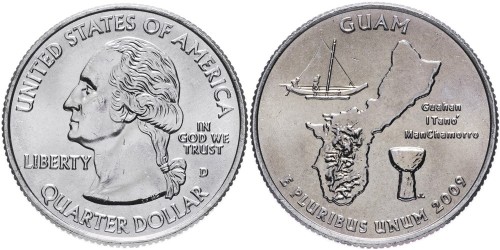 25 центов 2009 D США — Гуам — Guam UNC