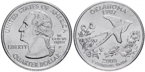 25 центов 2008 P США — Оклахома — Oklahoma