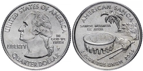 25 центов 2009 P США — Американское Самоа — American Samoa UNC