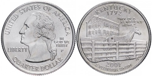 25 центов 2001 P США — Кентукки — Kentucky UNC