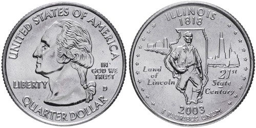 25 центов 2003 D США — Иллинойс — Illinois