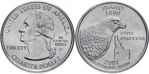 25 центов 2007 P США — Айдахо — Idaho UNC