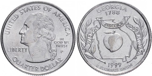 25 центов 1999 P США — Джорджия — Georgia UNC