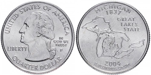 25 центов 2004 P США — Мичиган — Michigan