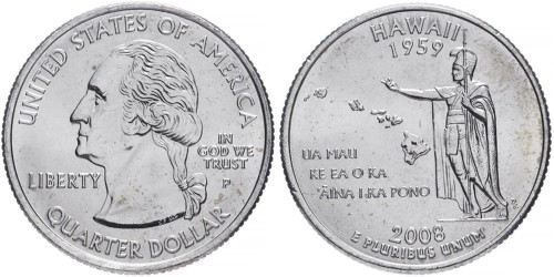 25 центов 2008 P США — Гавайи — Hawaii