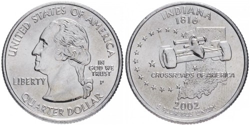 25 центов 2002 P США — Индиана — Indiana UNC