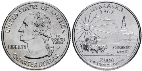 25 центов 2006 P США — Небраска — Nebraska UNC