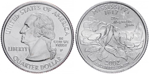 25 центов 2002 P США — Миссисипи — Mississippi UNC