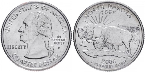25 центов 2006 P США — Северная Дакота — North Dakota UNC