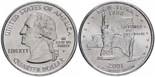 25 центов 2001 P США — Нью-Йорк — New York UNC