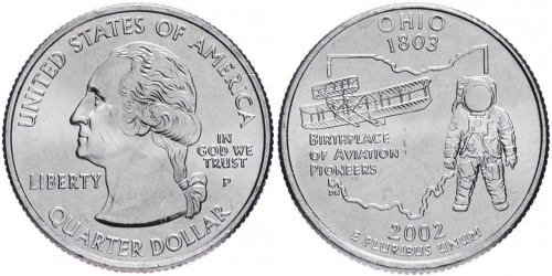 25 центов 2002 P США — Огайо — Ohio
