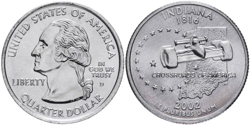 25 центов 2002 D США — Индиана — Indiana UNC